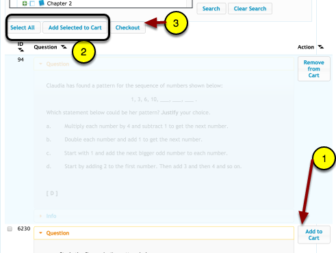 Select Questions and Save: