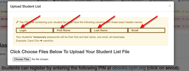 Create a .csv file with the exact headings indicated below.