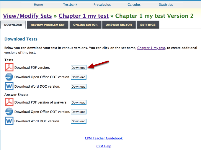 6. Select wanted test items by clicking the box next to each question.