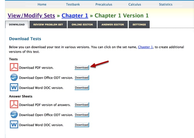 6. Select wanted test items by clicking the box next to each question.