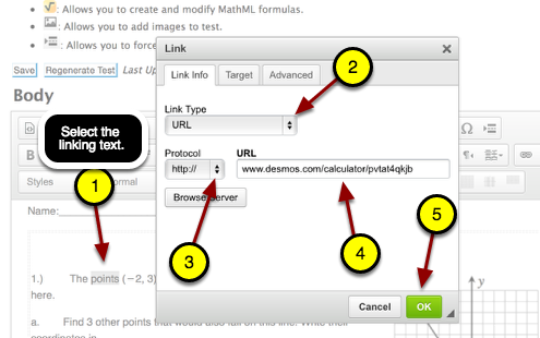 Online Editor: Creating a link.
