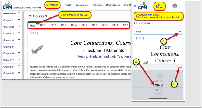 CPM eBooks - CC Course 3 Checkpoints