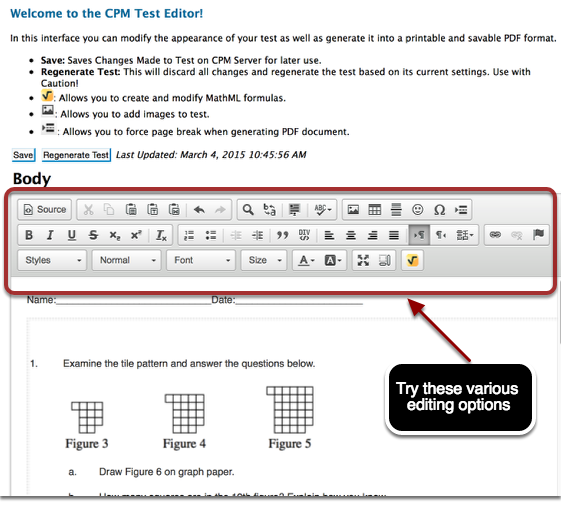 Edit and &quot;Save&quot; your test.