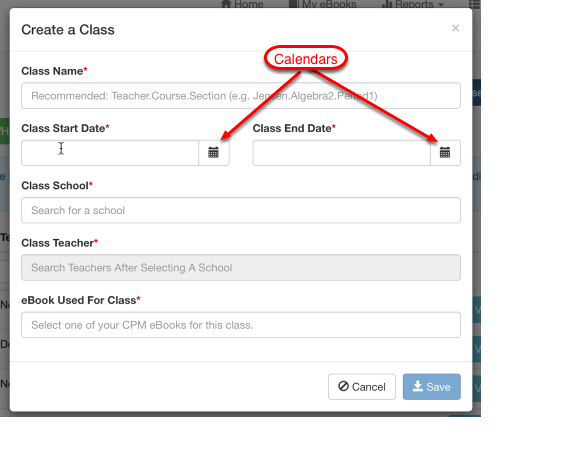 Click the BLUE button 'Create a new Class'. Complete the form as described in notes below.