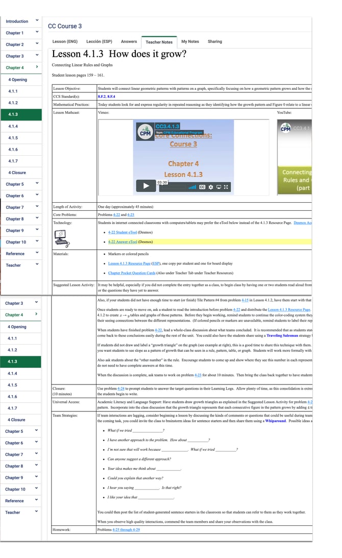Teacher Notes Tab