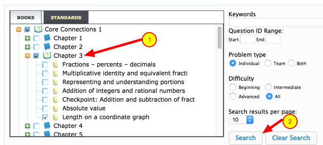 1. Choose the chapter and category or categories. 