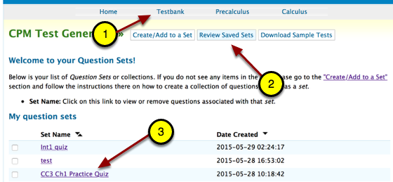 Select your test or quiz.