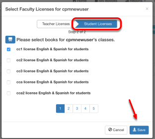 Select eBooks that allows the teacher to be a license provider of student eBooks.