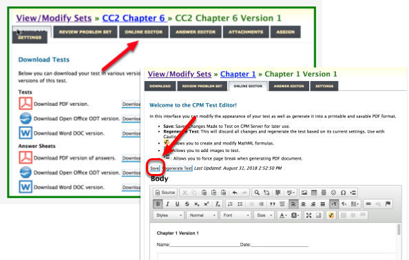 Creating a Sample Test That Can Be Edited Online