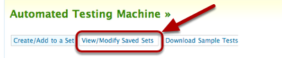 1. Go to the top of the screen and select View/Modify Saved Sets.