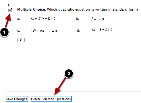 5. You can also delete questions in the test.