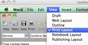2. In Microsoft Word, go to View --&gt; Print Layout
